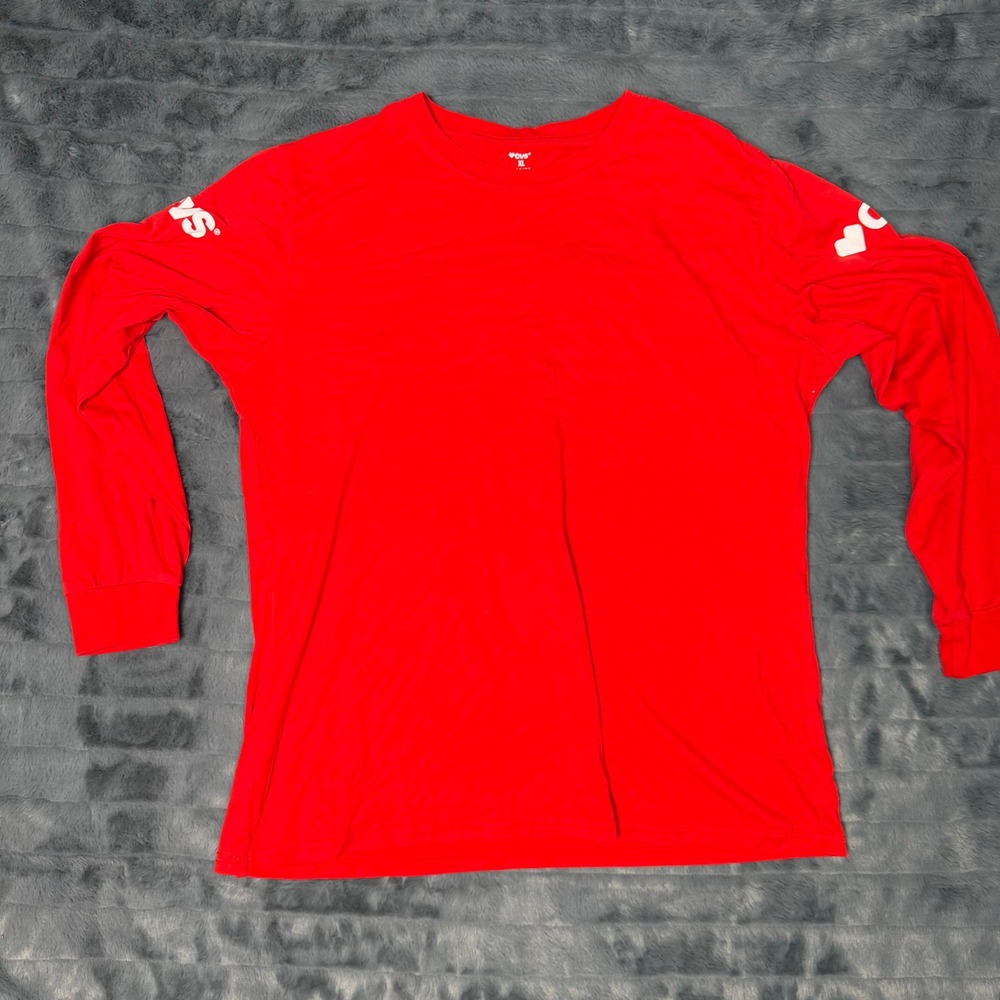 CVS Long Sleeve Graphic Tee Womens XL Red Heart Logo CVS1003RD Cotton Blend